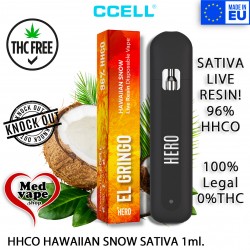 HHCO VAPE 96% HAWAIIAN SNOW SATIVA LIVE RESIN - EL GRINGO WEED MEDVAPE